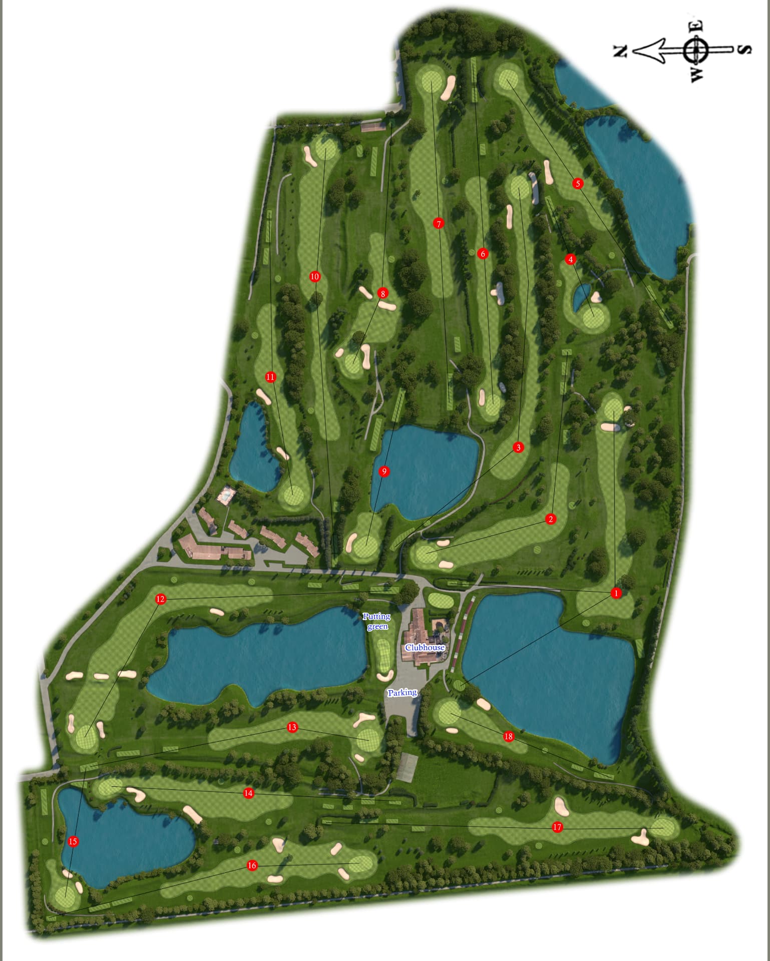 Detailed 3D golf course mapping illustration